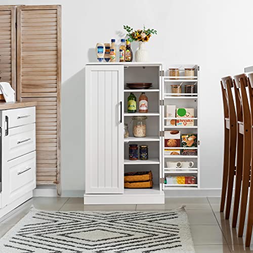 Yaheetech Storage Cabinet, Pantry Cabinet Cupboard with Door and Adjustable Shelves, Freestanding Utility Storage Cabinet for Dinning Room/Living