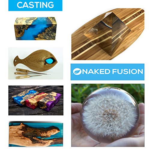 NAKED FUSION Epoxy Resin Crystal Clear-Deep Pour 2 Inch - Original Formula -Art Epoxy Casting Resin-3 Gallon Kit-for River Tables, Deep Resin Molds NAKED FUSION