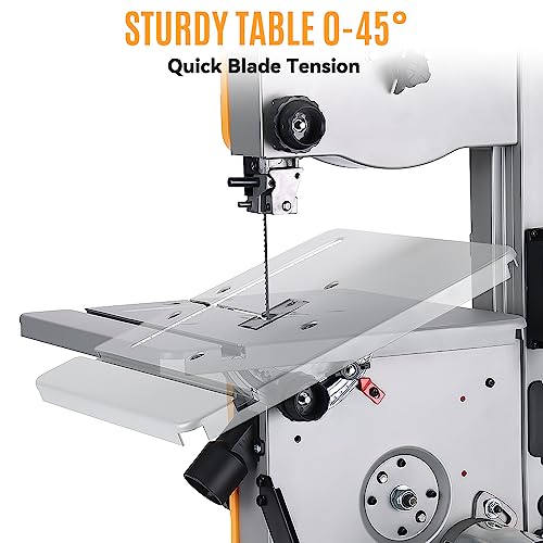 Hoteche 8-Inch Band Saw 2.0A Low Noise Two Cutting Height Table Benchtop with Fence and Miter Gauge for Woodworking, DIY Projects and Precision - WoodArtSupply