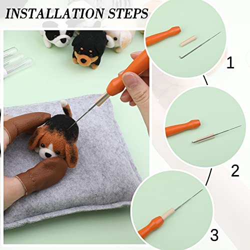 Needle Felting Kit,12 Pieces Doll Making Wool Needle Felting Starter Kit with Instruction,Felting Foam Mat and DIY Needle Felting Supply for DIY Mayboos