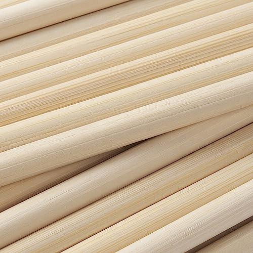 Wooden Dowel Dods Wood Dowels, 25PCS 3/8 x 12" Round Natural Bamboo Sticks for Crafts, Macrame Dowel, Unfinished Hard Wood Sticks for Crafting, Coowayze