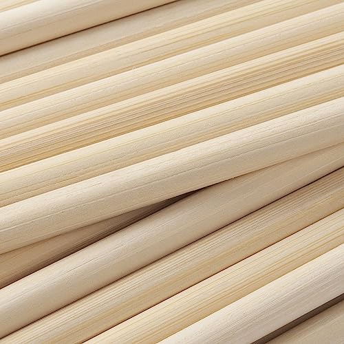 Wooden Dowel Dods Wood Dowels, 25PCS 3/8 x 12" Round Natural Bamboo Sticks for Crafts, Macrame Dowel, Unfinished Hard Wood Sticks for Crafting,