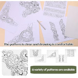 QMNNMA Leather Scriber Pen, Pointy Stainless Steel Picker Pen with Leather Carving Pattern Description Paper for DIY Crafts, Leather Line Description QMNNMA