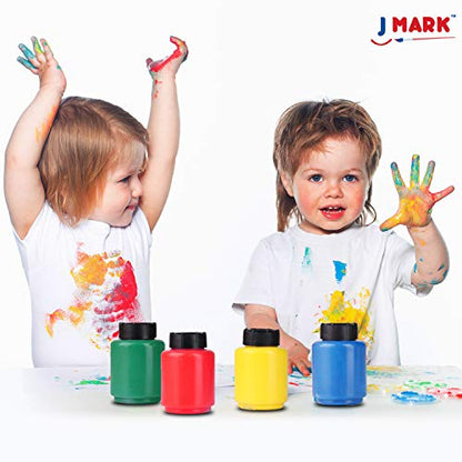 J MARK Complete Toddler Washable Finger Paint Set, Large Finger Paint Pad, Tempera Finger Paints, Smock and More - WoodArtSupply