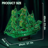 3D Puzzles for Adults Glow in The Dark The Flying Dutchman Luminous Haunted Pirate Ship Arts for Adults Model Kits Ghost Ship Gifts for Men Women, CubicFun