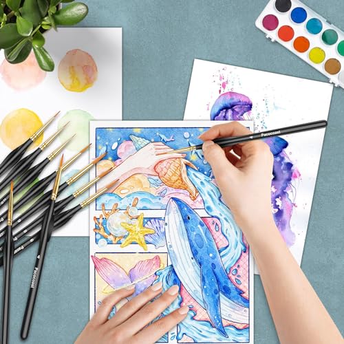  Premium Fine Detail Paint Brush Set of 15 pcs, Miniature Paint  Brushes kit, Tiny Small Model Brushes for Acrylic Painting, Watercolor Oil  - for Miniatures, Fine Detailing, Model, Art Hobby Supplies