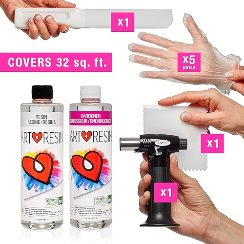 ArtResin - Epoxy Resin - Clear - Non-Toxic - Starter Combo Pack - 32oz (16 oz Resin + 16 oz Hardener) (946ml) ArtResin