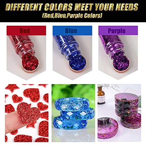 Gold Foil Flakes for Resin, 6 Bottles Gilding Flakes Metallic Foil Flakes with Tweezers for Nails,Painting,Crafts,Slime Mingjieus