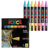 7 Pastel Posca Paint Markers, 5M Medium Posca Markers with Reversible Tips, Acrylic Paint Pens | Posca Pens for Art Supplies, Fabric Paint, Fabric uni