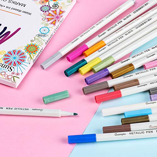 Sunshilor Metallic Markers Fine Point Metallic Marker Pens for Black Paper, Art Rock Painting, Easter Egg, Halloween Pumpkin, Card Making, Metal, Sunshilor
