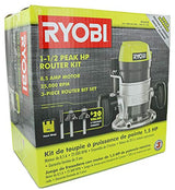 Ryobi R1631K 1-1/2 Peak HP 8.5 Amp LED Lit Corded Router Including 3 Piece Bit Set (w/ Tool Bag) Ryobi