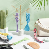 INFUNLY 8 Set Macrame Keychain DIY Kits Mini Boho Keychains Bag Charms Macrame Keychain Bracelet with Tassels for Car Key Purse Phone Instruction INFUNLY