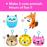 KRAFUN My First Sewing Animal for Kids, Beginner Art & Craft, 5 Easy Activities Stuffed Animal Dolls, Keyring Charms, Instructions & Felt Materials KRAFUN