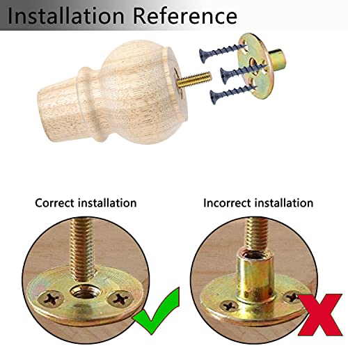 Maricome 4 Inch Unfinished Wood Legs for Furniture Set of 4 DIY Furniture Feet for Sofa Couch Cabinet Maricome