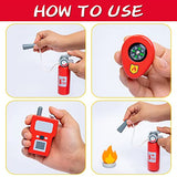 umu Firefighter Costume for Kids, 14 PCS Pretend Toy Wooden Fireman Role Play Firefighter Accessories with Fire Extinguisher and Hydrant, Fireman umu