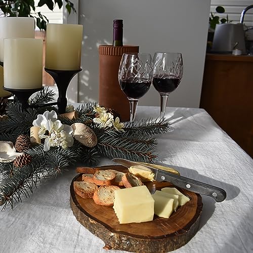 Nicunom 2 Pack Natural Wood Slice, Large 9"-10"/11"-12" Unfinished Rustic Wood Slices Cheese Server Round Wood Board for DIY Crafts Christmas Wedding Nicunom