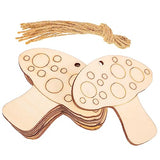 Healifty 10pcs Unfinished Wood Slices Mushroom Wood Cutouts with Twine Discs Wooden Ornaments DIY Crafts Hanging Embellishments Decoration for Healifty