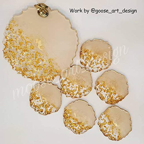 ResinWorld Silicone Resin Molds, 1 Pcs 10 inches Large Resin Tray Mold + 4 Pack 5 inches Geode Agate Coaster Molds, Geode Tray Molds, Tray and ResinWorld