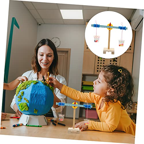 Vaguelly 1 Set Scale Model Earth Balance Educational Balancing Toy Balance Scale Counting Game DIY Educational Model Kit Mini Toy Wood Toy Kids Vaguelly