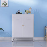 WISUNO Metal Accent Storage Cabinet for Bed Room,Living Room,Home,Hotel,Office,Garage,3-Tier,2 Removable Shelves (2 Metal Door H40.15'', White) WISUNO