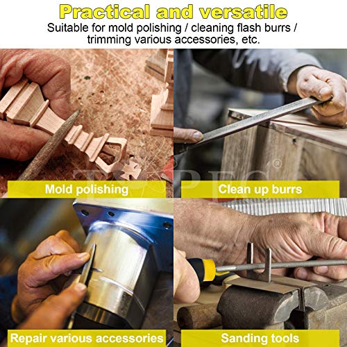 Topec 26Pcs File Set, Round and Flat File Kits are Made of High Carbon-Steel, Ideal Wooden Hand Tool for Woodwork, Metal, Model & Hobby Applications Topec