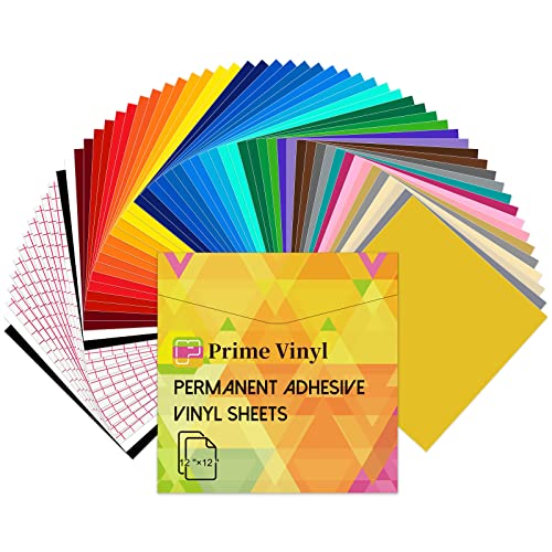 Prime Vinyl Permanent Vinyl for Cricut - 60 Pack 12" x 12", Self Adhesive Vinyl Sheets Bundle and Include 10 Transfer Tape for Home Decor, Window, - WoodArtSupply