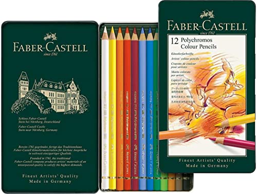 Faber Castell F110012 Polychromos Colour Pencils Tin Of 12 - WoodArtSupply