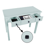 STHOUYN Home Office Small Writing Desk with Drawers Bedroom, Study Table for Adults/Student, Vanity Makeup Dressing Table Save Space Gifts Green STHOUYN