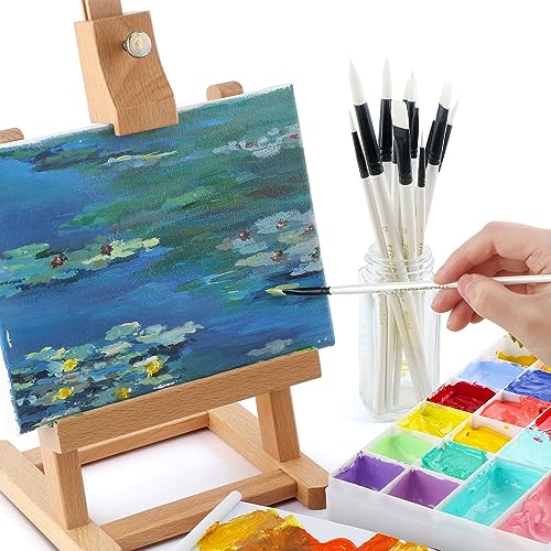 Transon 14pcs Art Painting Brush Set for Acrylic, Watercolor, Gouache, Oil and Hobby Painting White Color - WoodArtSupply