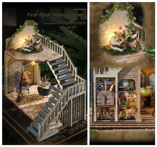 Kisoy Dollhouse Miniature with Furniture Kit, Handmade DIY House Model for Teens Adult Gift (William' s Magic House) Kisoy