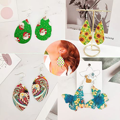 SHUANGART 60 Pcs Sublimation Blank Sparkly Faux Leather Earrings Making Kit, Double Sided Superfine Glitter Leather Earrings with Sublimation Paper - WoodArtSupply