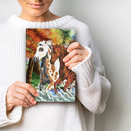 Crystal Art Diamond Painting Notebook - Wild Horses Notebook Kit - Create a Sparkling Notebook Cover using Crystals - For ages 8 and up Crystal Art