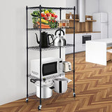 SUPER DEAL Black 5-Shelf Heavy Duty Storage Wire Shelving Unit with Wheels for Restaurant Garage Pantry Kitchen Garage Rack (30L x 14W x 63H) SUPER DEAL