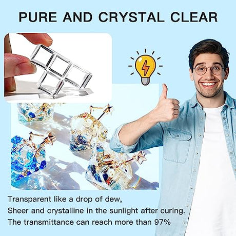 JDiction UV Resin 300g, Crystal Clear UV Resin Solar Cure Sunlight Activated Hard Resin Kit for Jewelry Making, Casting and Coating, DIY Crafts JDiction