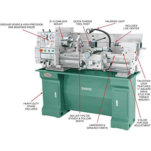 Grizzly Industrial G4003G - 12" x 36" Gunsmithing Lathe with Stand - WoodArtSupply