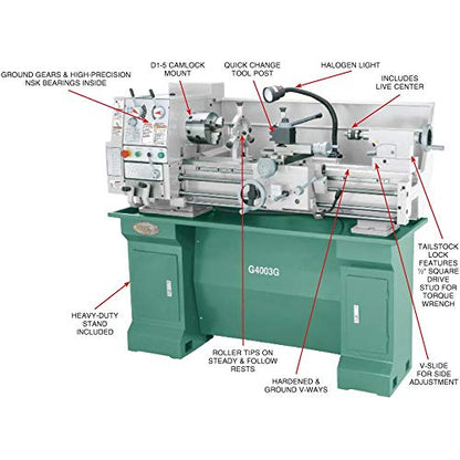 Grizzly Industrial G4003G - 12" x 36" Gunsmithing Lathe with Stand - WoodArtSupply