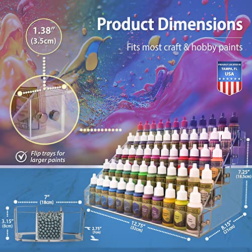 JKB Concepts Acrylic Paint Organizer Set. Stunning Diamond-Polish Finish. 2oz Bottles, Miniatures & More Perfectly Fit in Paint Holder. Space-Saving - WoodArtSupply