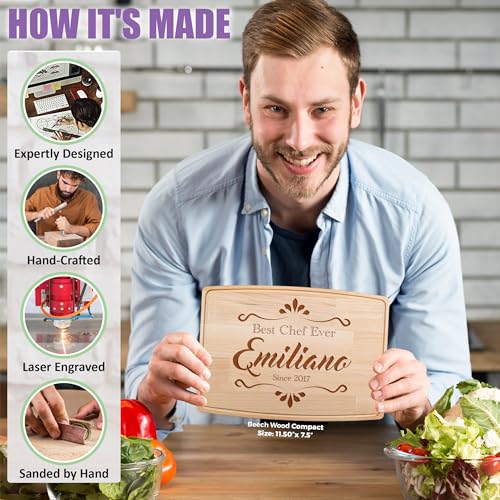 Tayfus Personalized & Monogrammed Cutting Boards - Customized Gifts for Christmas, Wedding, Anniversary, Realtor Closing - Handmade Custom Wooden Tayfus