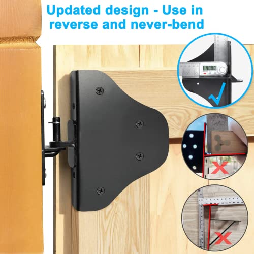 Magacyo Fence Gate Kit Gate Hardware with Gate Latch - Updated 90 Degree Right Angle Gate Hinges - Anti Sag Gate Kit - Gate Corner Brace Bracket (1 Magacyo