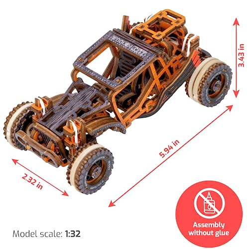 WOODEN.CITY Car Puzzle Model Dune Buggy for Adults - Model Car Kits 3D Wooden Puzzles for Adults - Car Model Kit 3D Puzzle - Model Cars to Build for WOODEN.CITY