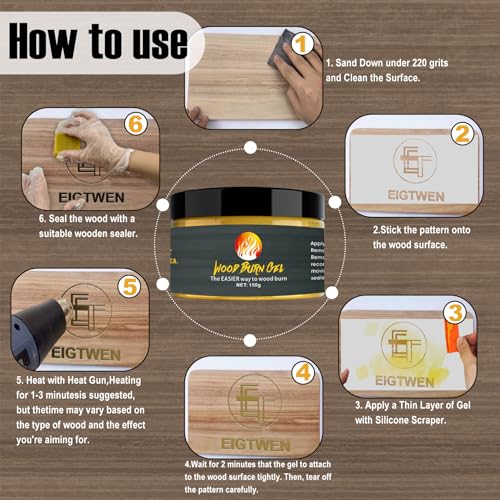 11 PCS Wooden Burning Paste Kit，4 OZ Marker Paste for Wood Burn Set, Burning Markers on Wood Surface, Accurately & Easily Burn Designs on Wood, EIGTWEN
