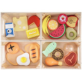 Food Groups - Wooden Play Food Sets, Pretend Play Kitchen Toys, Toy Food Accessories for Toddlers 1-3, Wood Play Fake Food for 1 2 3 Year Old Boys KMTJT