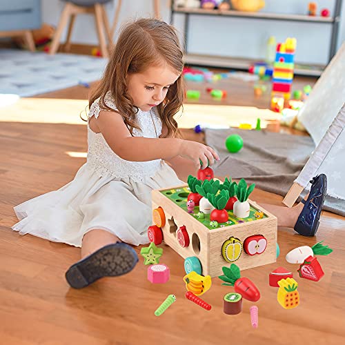 Toddlers Montessori Wooden Educational Toys for Baby Boys Girls Age 1 2 3 Year Old, Shape Sorting Toys 1st One First Birthday Girl Gifts for Kids KMTJT
