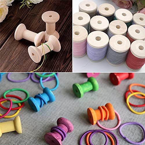 CYEAH 40PCS Wooden Spools for Crafts 2 Inch, Empty Thread Spools for Crafts, Splinter- Free Unfinished Wood Spools for Embroidery and Sewing Machines CYEAH