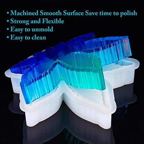 NiArt Epoxy Resin Casting Silicone Mold Kit + Green Laser Sequins Small Size Dual-Purpose Maple Leaf Shape Ashtray & Coaster, DIY Art Craft Plaster NiArt