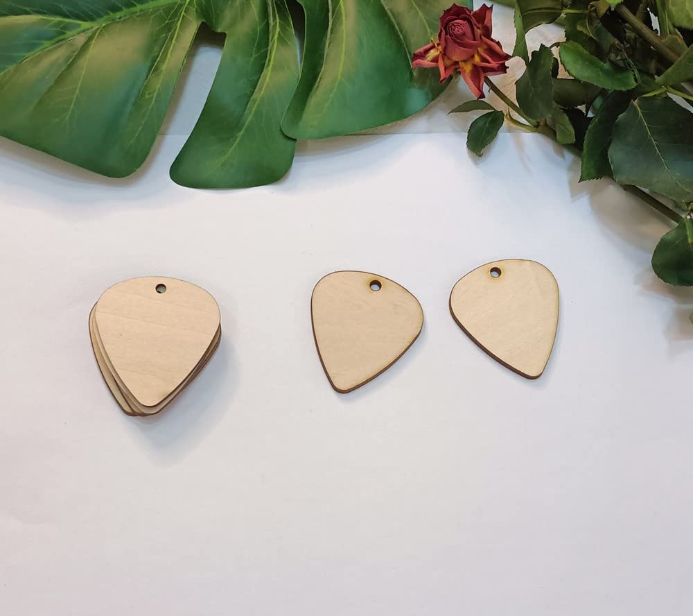 30pcs of Guitar Pick Shape Natural Wood Earrings Blanks,DIY Unfinished Laser Cut Natural Wood Earrings,Blank Wood Jewelry Accessories (1.5'') Yuxuanish