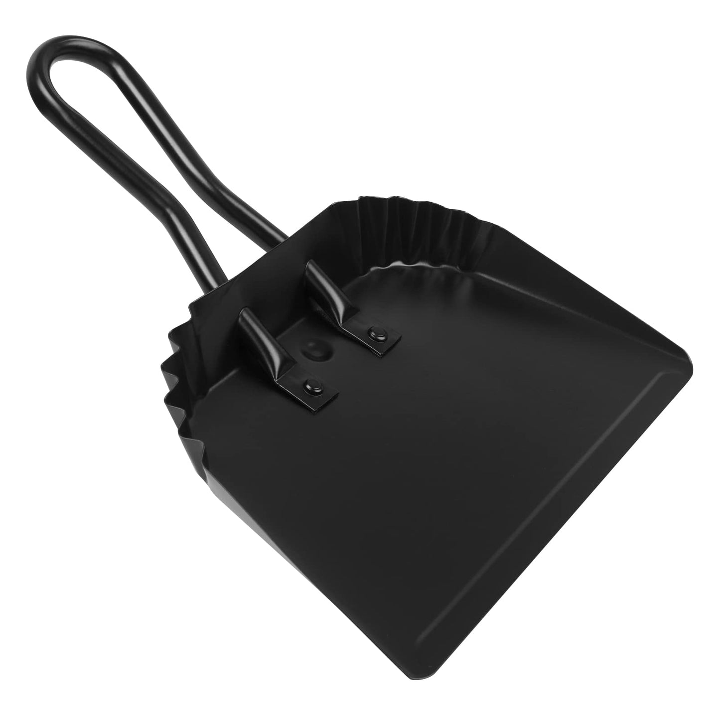 Heavy Duty Black Metal Dust Pan -Handheld Dustpan with Handle, Stainless Steel Large Dustpans with Wide Lip Industrial Dust Pans Precision Edge Small