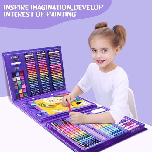  homicozy Art Supplies for Kids Ages 4-12,Mermaid Drawing Sets  Art Case,Coloring Kits with Double Sided Trifold Easel,Crayon,Colored  Pencil,Marker,Coloring Book,Drawing Stuffs Gifts for Girls Age 4-6-8