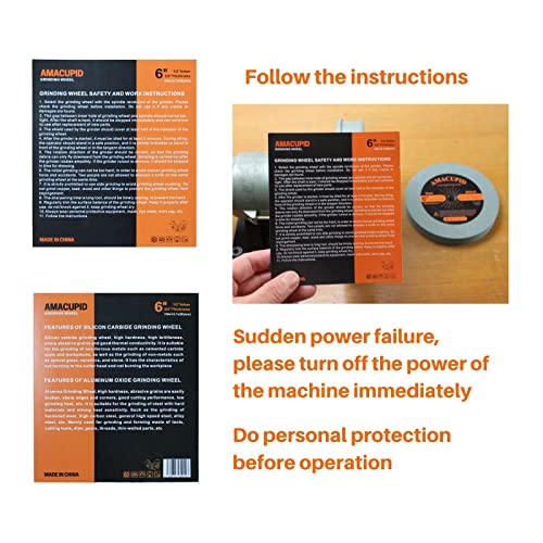 AmaCupid Bench Grinding Wheel 6 inch, for Sharpening Hard Alloy Tools, Products of Non-Metallic Materials. Green Silicon Carbide Abrasive. 1/2 Inch AmaCupid