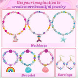 Cludoo 773Pcs Mermaid Charm DIY Beads for Jewelry Making, Unicorn DIY Bracelet Making Bead Kit for Kids Girls with Pearl Starfish Shell, Ocean Pearl Cludoo
